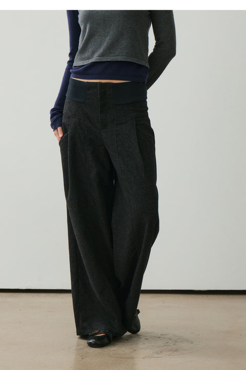 NULL NONE WOOL BLEND WIDE-LEG TROUSERS