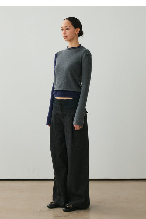 NULL NONE WOOL BLEND WIDE-LEG TROUSERS