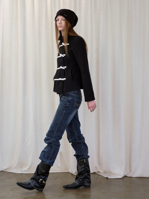 ROSE FOSSIL HORN TOGGLE CROPPED WOOL COAT