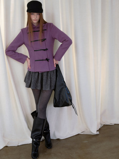 ROSE FOSSIL HORN TOGGLE CROPPED WOOL COAT