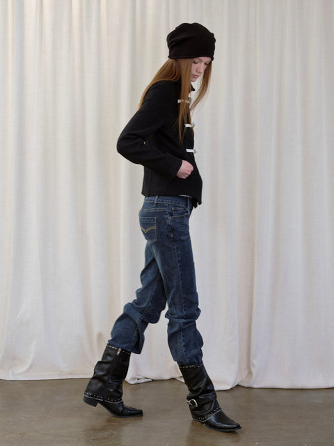 ROSE FOSSIL HORN TOGGLE CROPPED WOOL COAT