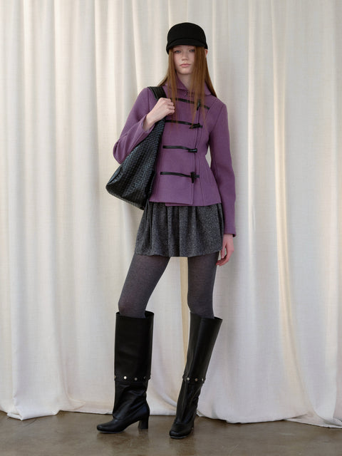 ROSE FOSSIL HORN TOGGLE CROPPED WOOL COAT