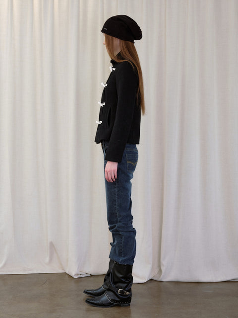 ROSE FOSSIL HORN TOGGLE CROPPED WOOL COAT