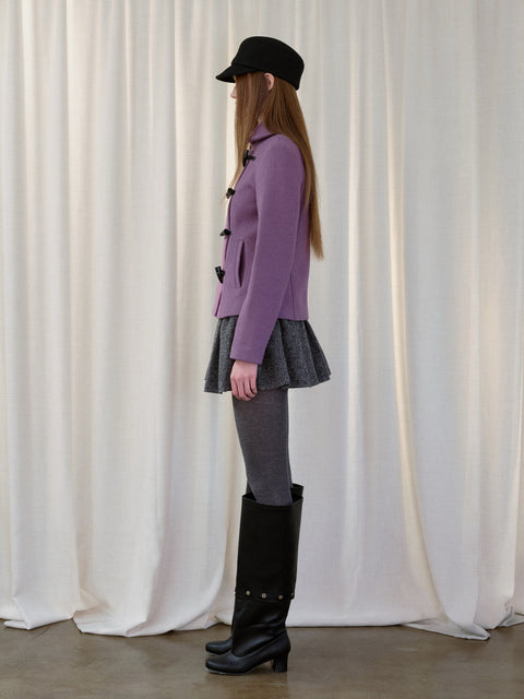 ROSE FOSSIL HORN TOGGLE CROPPED WOOL COAT