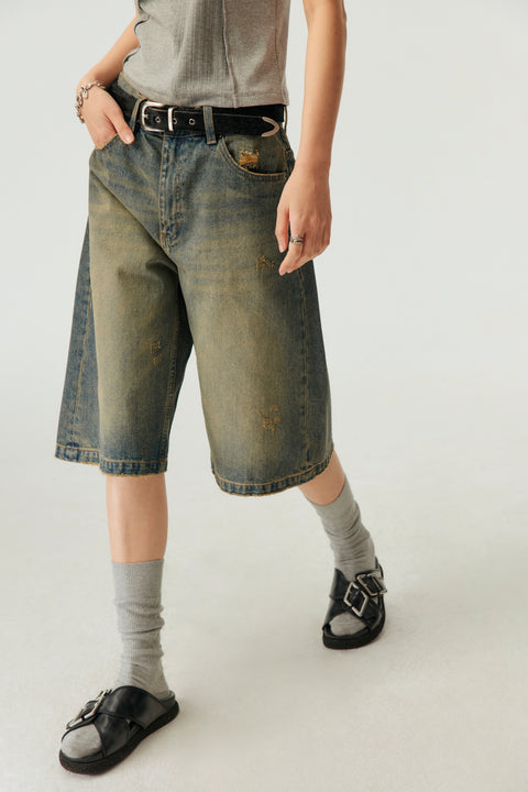 SIMPLE PROJECT VINTAGE WASH JORTS