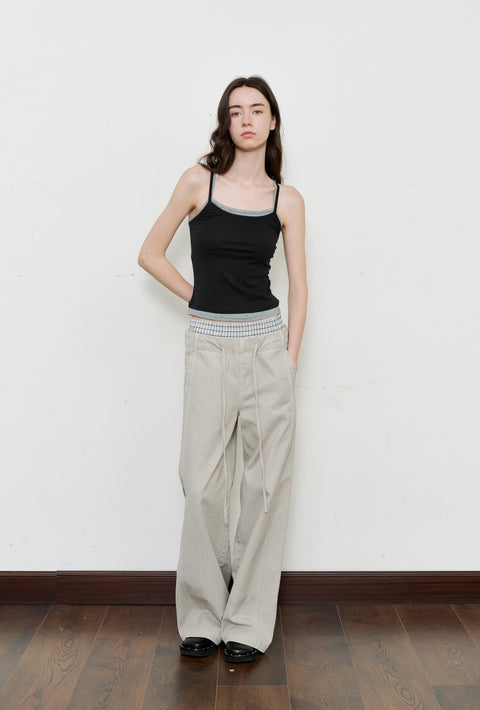 ROSE FOSSIL DOUBLE WAISTBAND TROUSERS