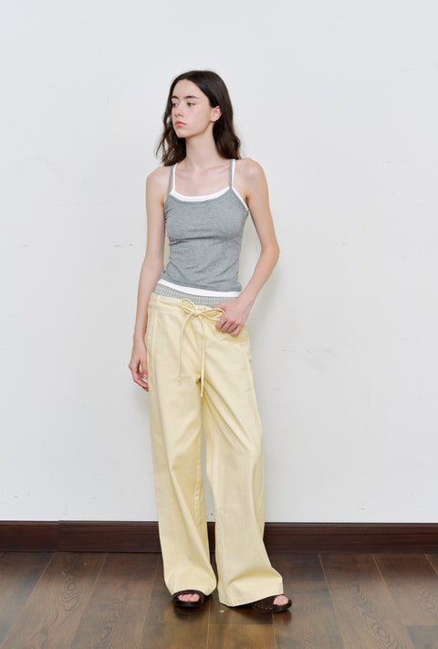ROSE FOSSIL DOUBLE WAISTBAND TROUSERS