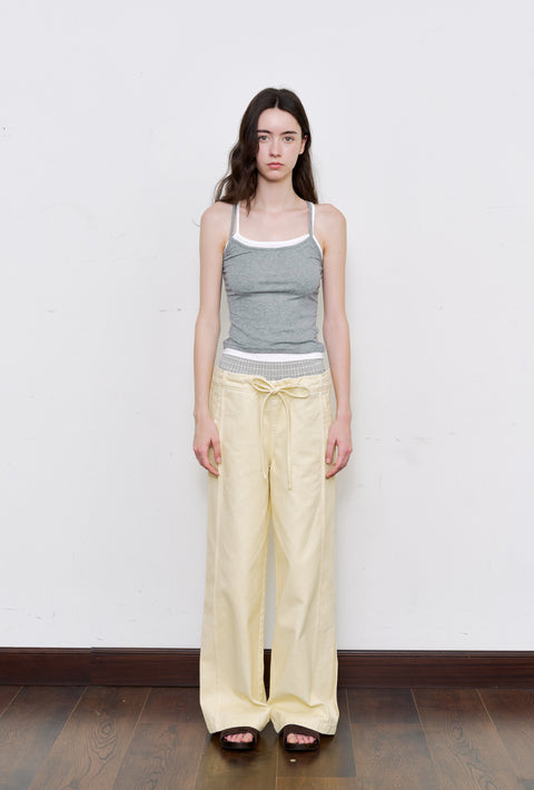 ROSE FOSSIL DOUBLE WAISTBAND TROUSERS