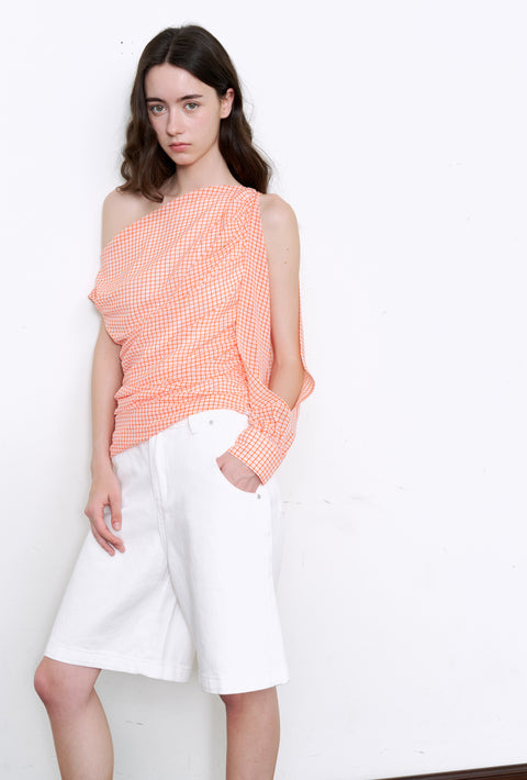 ROSE FOSSIL ASYMMETRICAL SHOULDER TOP