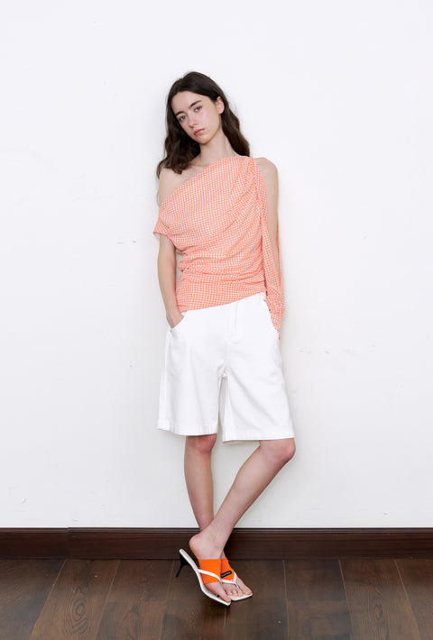 ROSE FOSSIL ASYMMETRICAL SHOULDER TOP