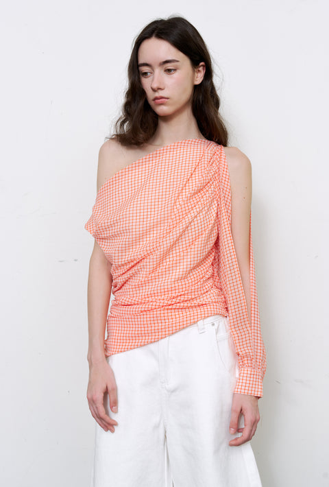 ROSE FOSSIL ASYMMETRICAL SHOULDER TOP