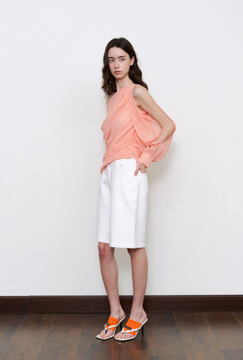 ROSE FOSSIL ASYMMETRICAL SHOULDER TOP