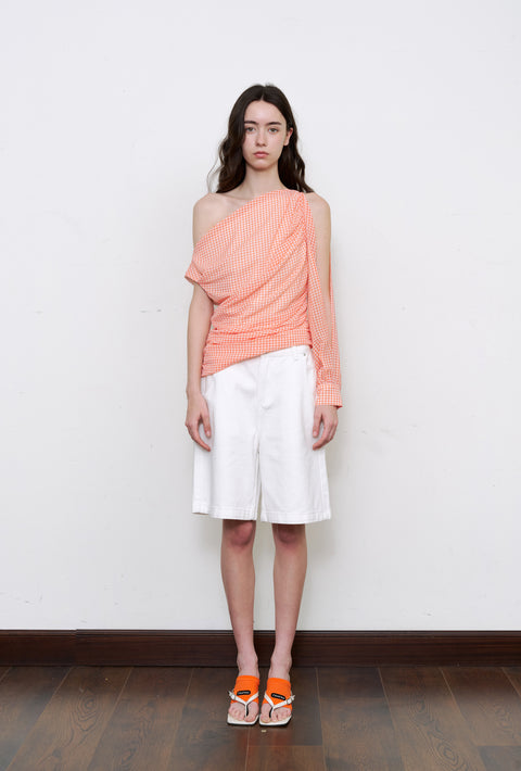 ROSE FOSSIL ASYMMETRICAL SHOULDER TOP