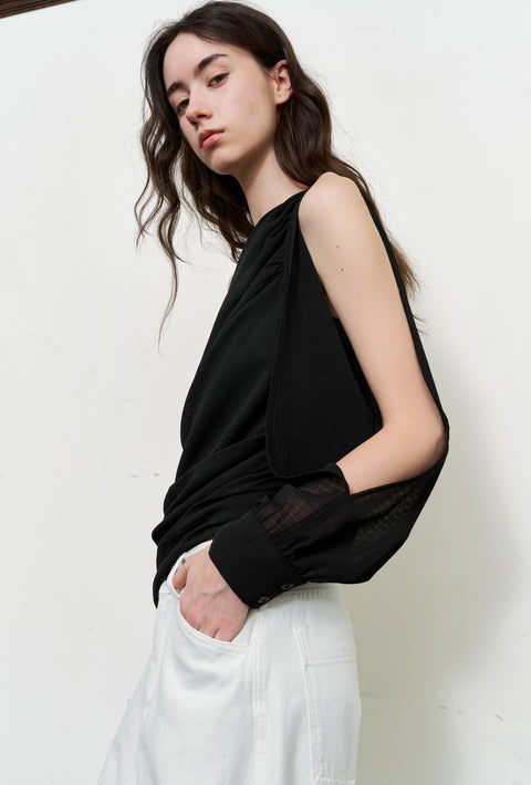 ROSE FOSSIL ASYMMETRICAL SHOULDER TOP