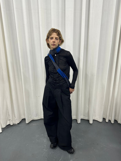 COSMOS WAVEYU BLACK CONTOUR LEG LONG PANTS