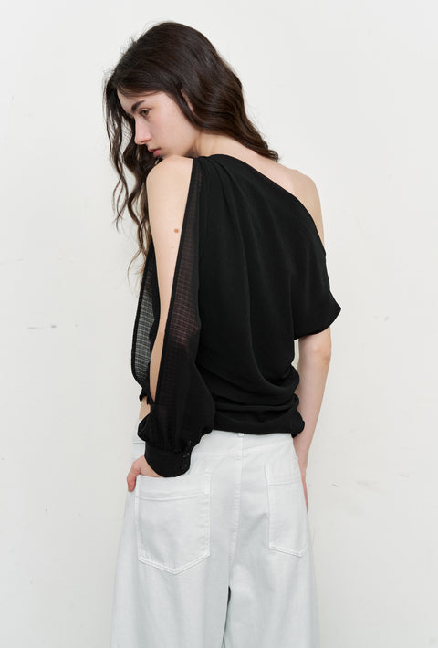 ROSE FOSSIL ASYMMETRICAL SHOULDER TOP