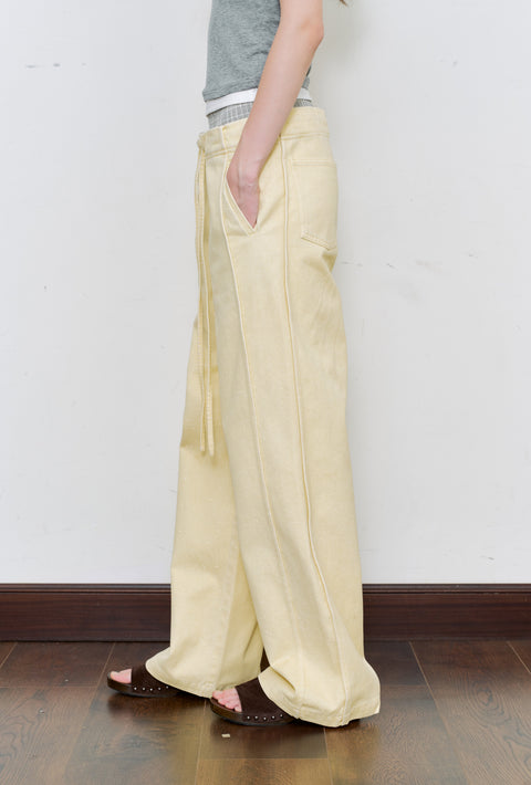 ROSE FOSSIL DOUBLE WAISTBAND TROUSERS