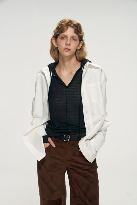 COSMOS WAVEYU STRIPED HOODED SHIRT