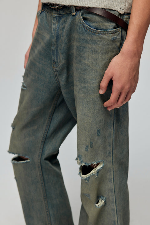 SIMPLE PROJECT DAMAGED BELL-BOTTOM PANTS