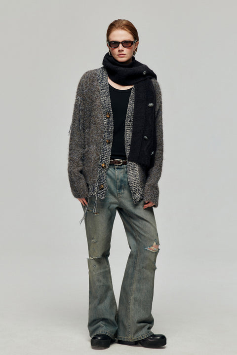 SIMPLE PROJECT DAMAGED BELL-BOTTOM PANTS