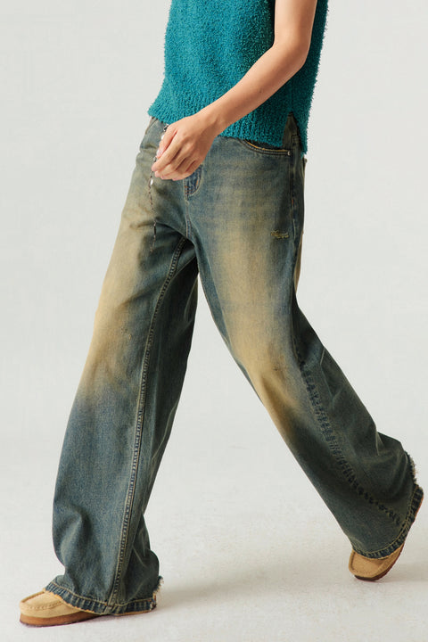 SIMPLE PROJECT VINTAGE WASH WIDE DENIM