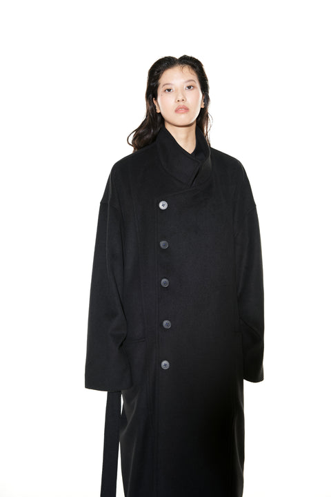 VAPOURBLUE WOOL STAND COLLAR COAT