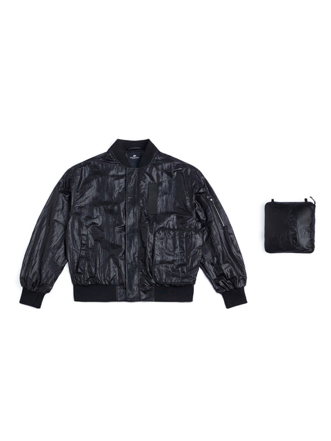 MOUNTAIN FEVER PACKABLE METALLIC NYLON MA-1 JACKET