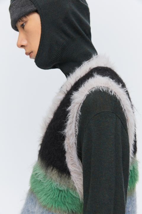 SIMPLE PROJECT GREEN FUZZ VEST