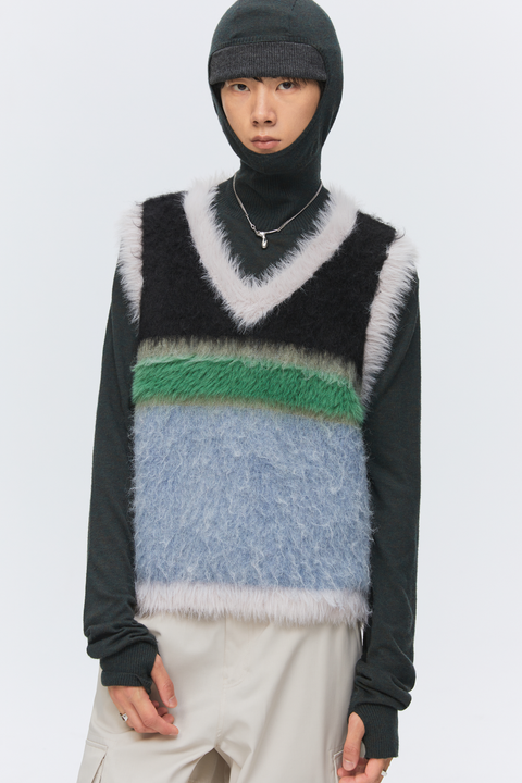 SIMPLE PROJECT GREEN FUZZ VEST