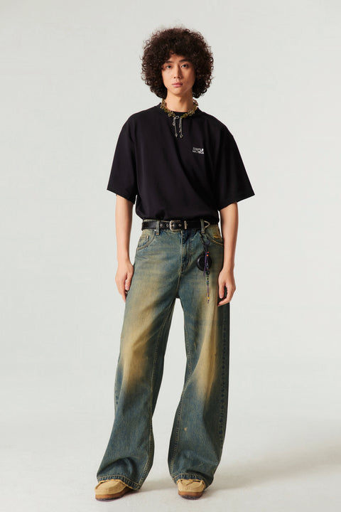 SIMPLE PROJECT VINTAGE WASH WIDE DENIM