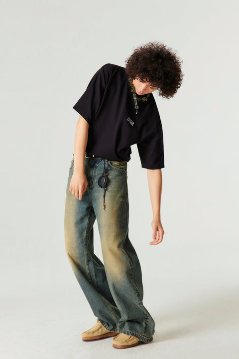SIMPLE PROJECT VINTAGE WASH WIDE DENIM