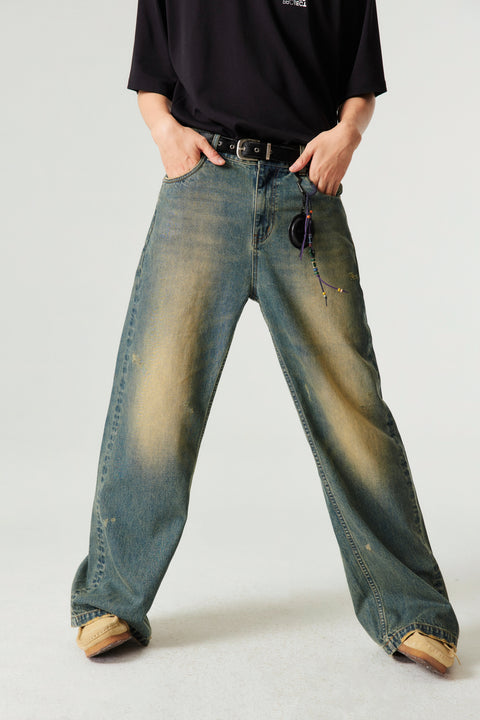 SIMPLE PROJECT VINTAGE WASH WIDE DENIM