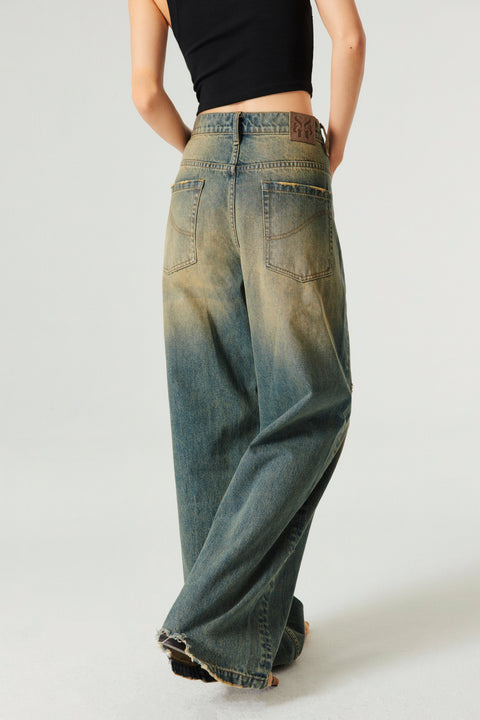 SIMPLE PROJECT VINTAGE WASH WIDE DENIM