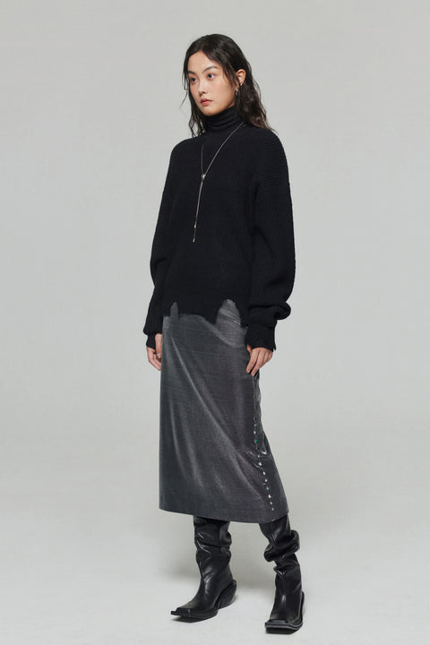 SIMPLE PROJECT WOOL DISTRESSED V-NECK SWEATER