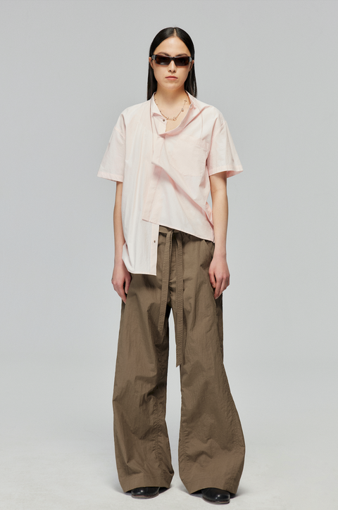SIMPLE PROJECT NYLON KENDO WIDE-LEG TROUSERS