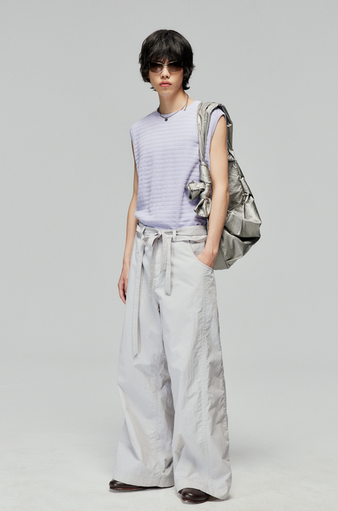 SIMPLE PROJECT NYLON KENDO WIDE-LEG TROUSERS