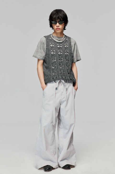 SIMPLE PROJECT NYLON KENDO WIDE-LEG TROUSERS