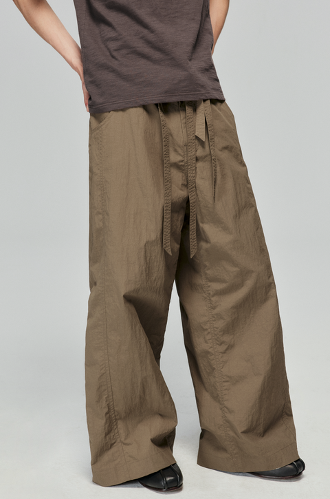 SIMPLE PROJECT NYLON KENDO WIDE-LEG TROUSERS