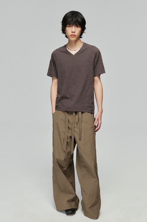 SIMPLE PROJECT NYLON KENDO WIDE-LEG TROUSERS