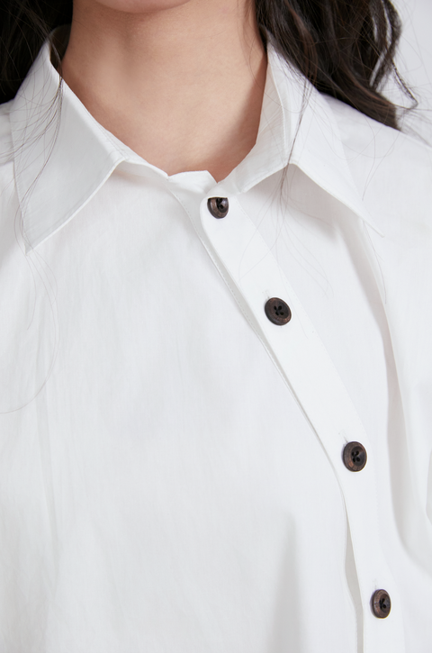VAPOURBLUE CHINESE ASYMMETRICAL PLACKET SHIRT