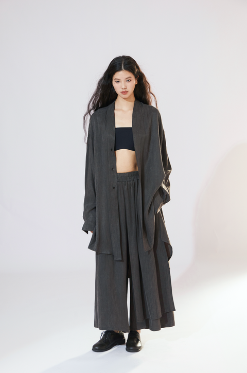 VAPOURBLUE CUPRO ANKLE-LENGTH PANTS