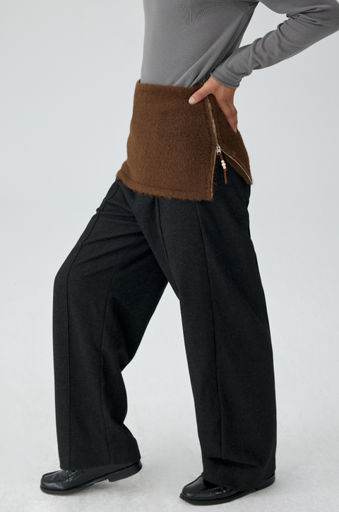 SIMPLE PROJECT WOOL TWISTED BELTED PANTS