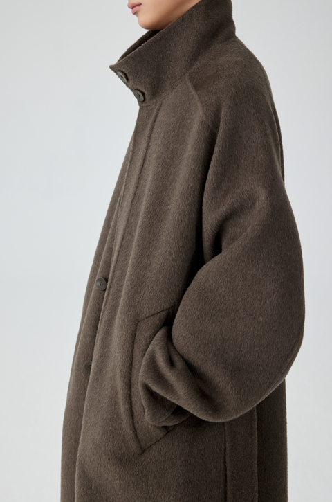 SIMPLE PROJECT HIGH-NECK WOOL COAT