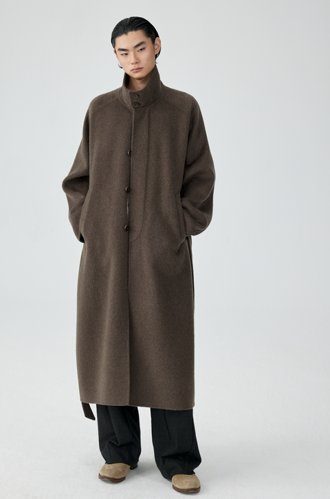 SIMPLE PROJECT HIGH-NECK WOOL COAT