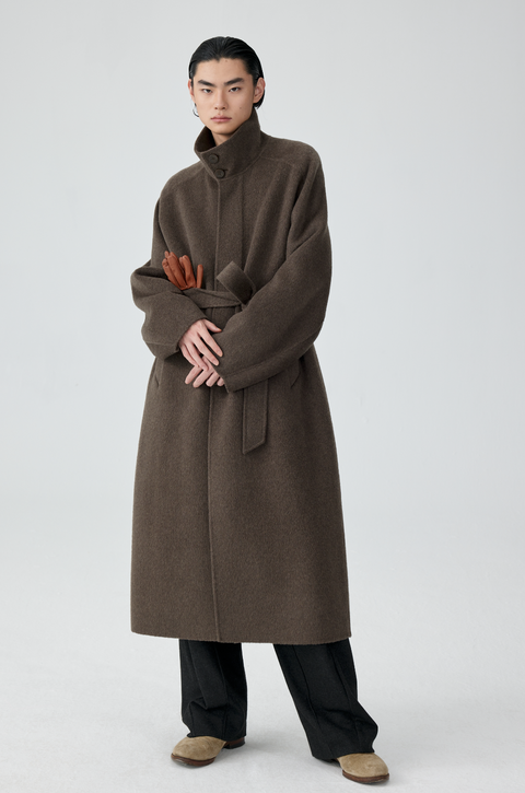 SIMPLE PROJECT HIGH-NECK WOOL COAT
