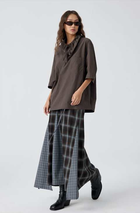 SIMPLE PROJECT PLAID FISHTAIL SKIRT