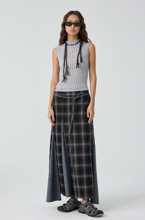 SIMPLE PROJECT PLAID FISHTAIL SKIRT