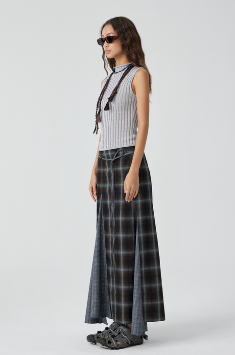 SIMPLE PROJECT PLAID FISHTAIL SKIRT