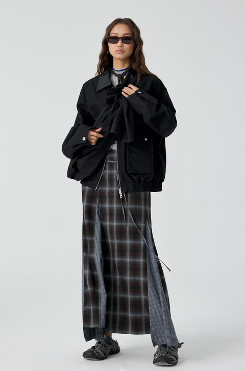 SIMPLE PROJECT PLAID FISHTAIL SKIRT