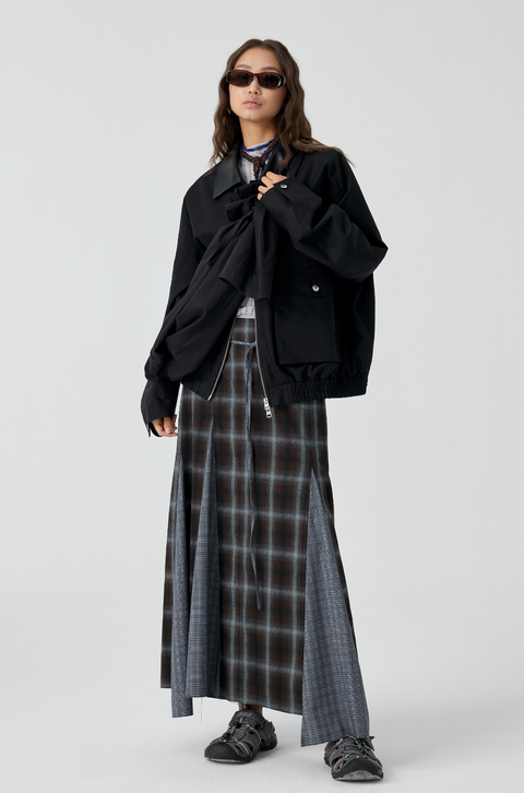 SIMPLE PROJECT PLAID FISHTAIL SKIRT